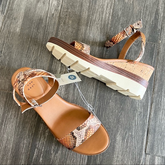 a New Day™ Women's Abigail Heels - Faux-leather Sandals Ankle Strap Snakeskin 12 - Picture 3 of 11